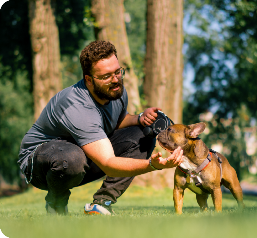 Professional dog walker with their dog