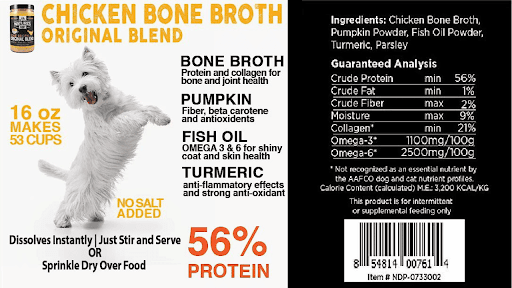 Chicken Bone Broth Food Label